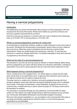 Having a Cervical Polypectomy