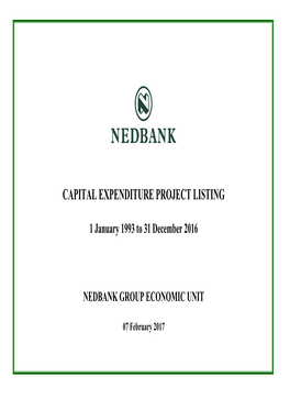 Capital Expenditure Project Listing
