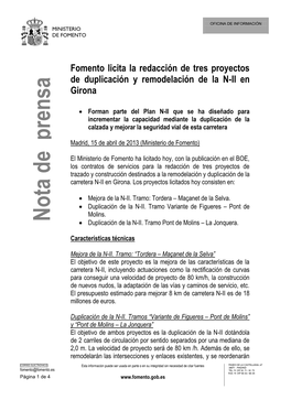 Fomento Licita La Redacción De Tres Proyectos De Duplicación Y Remodelación De La N-II En Girona