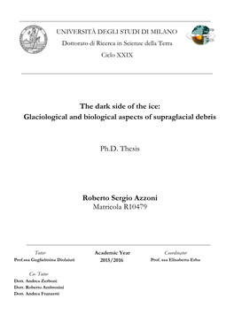 The Dark Side of the Ice: Glaciological and Biological Aspects of Supraglacial Debris