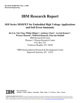 IBM Research Report SOI Series MOSFET for Embedded High