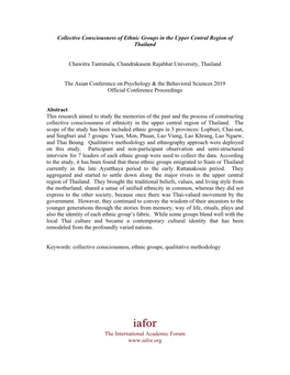 Collective Consciousness of Ethnic Groups in the Upper Central Region of Thailand