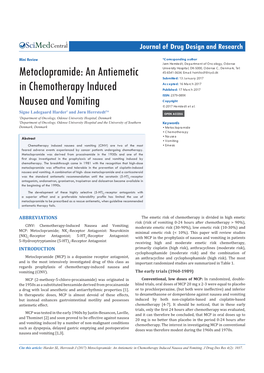 Metoclopramide: an Antiemetic in Chemotherapy Induced Nausea and Vomiting