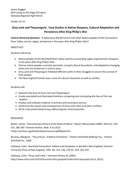 Grey Lock and Theyanoguin: Case Studies in Native Diaspora, Cultural Adaptation and Persistence After King Philip's