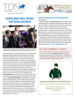 HIGHLAND REEL WIRES the KING GEORGE Dortmund (Big Brown) in Del Mar=S GII San Diego H