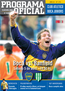 Programa Club Atletico Clausura 2008 Boca Juniors 9° Fecha Oficial
