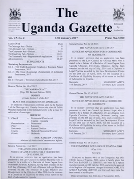 THE UGANDA GAZETTE [13Th J Anuary
