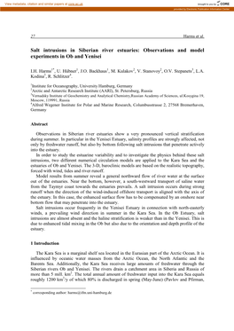 Salt Intrusions in Siberian River Estuaries