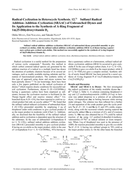 Radical Cyclization in Heterocycle Synthesis. 12.1) Sulfanyl Radical