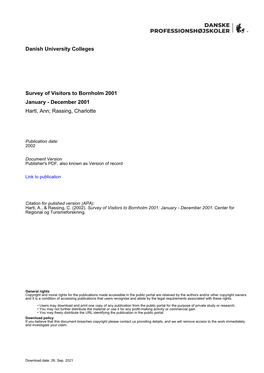 Danish University Colleges Survey of Visitors to Bornholm 2001