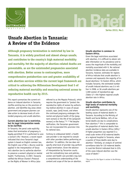 Unsafe Abortion in Tanzania: a Review of the Evidence