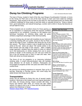 Ouray Ice Climbing Programs  2021 International Mountain Guides