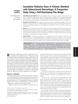 Cumulative Radiation Dose in Patients Admitted with Subarachnoid Hemorrhage: a Prospective PATIENT SAFETY Study Using a Self-Developing Film Badge