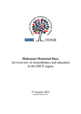 Holocaust Memorial Days an Overview of Remembrance and Education in the OSCE Region