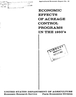 ECONOMIC EFFECTS of ACREAOE CONTROL PROGRAMS in the 1950'S