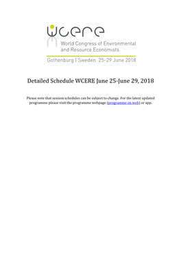 Detailed Schedule WCERE June 25-June 29, 2018