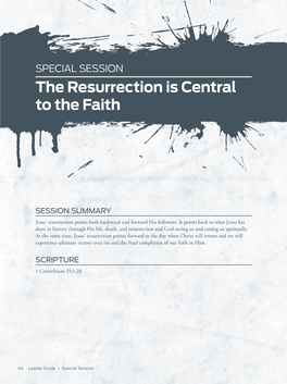 SPECIAL SESSION the Resurrection Is Central to the Faith