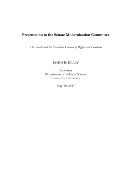 Presentation to the Senate Modernization Committee