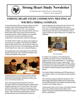 Strong Heart Study Newsletter Investigating Cardiovascular Disease in American Indians Volume 25, Issue 1 Spring 2016