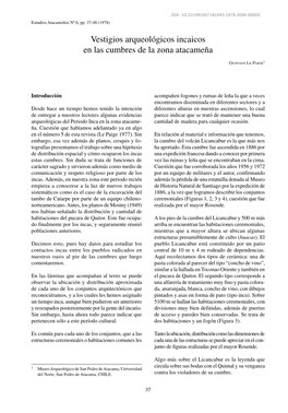 Vestigios Arqueológicos Incaicos En Las Cumbres De La Zona Atacameña