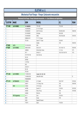 Elstar Mechanical Fuel Pumps Cross Ref And