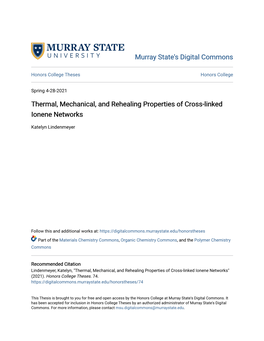 Thermal, Mechanical, and Rehealing Properties of Cross-Linked Ionene Networks