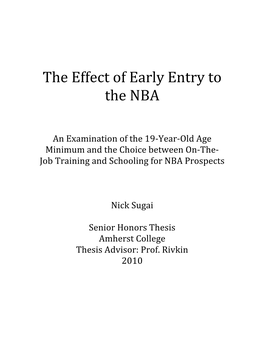 The Effect of Early Entry to the NBA