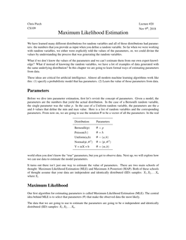 Maximum Likelihood Estimation