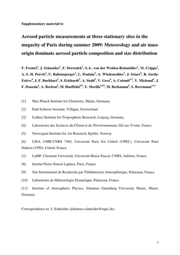 Aerosol Particle Measurements at Three Stationary Sites in The