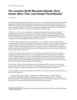 The Jurassic North Mountain Basalts, Nova Scotia: More Than Just Simple Flood Basalts1