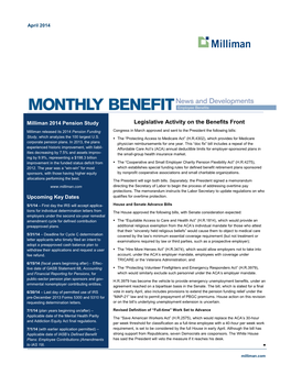 Milliman Monthly Benefit News and Developments, April 2014