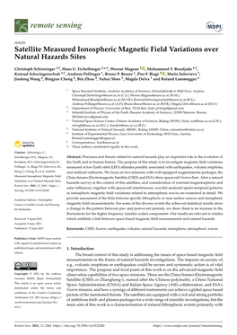 Satellite Measured Ionospheric Magnetic Field Variations Over Natural Hazards Sites