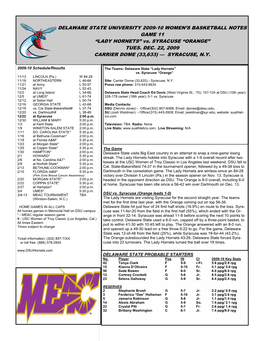 “LADY HORNETS” Vs. SYRACUSE “ORANGE” TUES