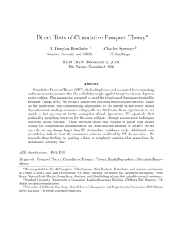 Direct Tests of Cumulative Prospect Theory⇤