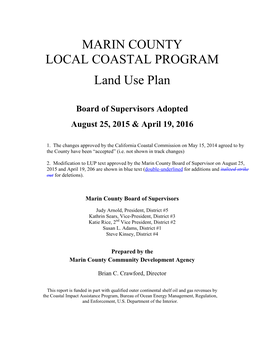 MARIN COUNTY LOCAL COASTAL PROGRAM Land Use Plan