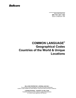 Geographical Codes Countries of the World & Unique Locations