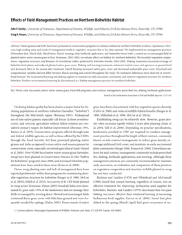 Effects of Field Management Practices on Northern Bobwhite Habitat