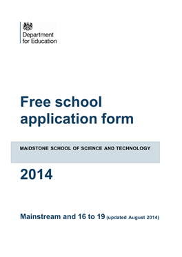 Free School Application Form 2014