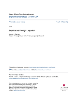 Duplicative Foreign Litigation