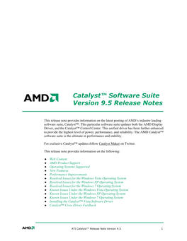 Catalyst™ Software Suite Version 9.5 Release Notes