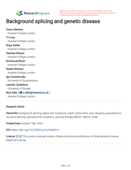 Background Splicing and Genetic Disease