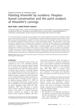 Peoples- Based Conservation and the Paint Analysis of Hinemihi's Carvings