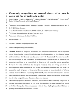 Community Composition and Seasonal Changes of Archaea in Coarse and Fine Air Particulate Matter