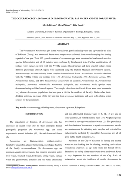 The Occurrence of Aeromonas in Drinking Water, Tap Water and the Porsuk River