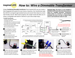 How To: Wire a Dimmable Transformer