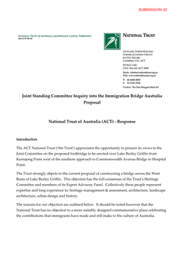 Joint Standing Committee Inquiry Into the Immigration Bridge Australia Proposal