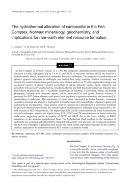 The Hydrothermal Alteration of Carbonatite in the Fen Complex, Norway: Mineralogy, Geochemistry, and Implications for Rare-Earth Element Resource Formation