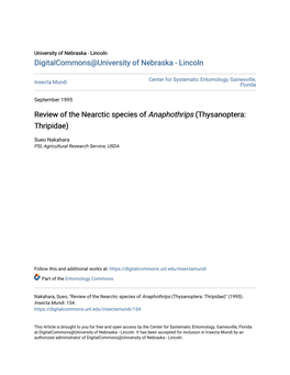 Review of the Nearctic Species of <I>Anaphothrips</I> (Thysanoptera