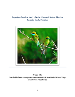 Report on Baseline Study of Avian Fauna of Sukkur Riverine Forests, Sindh, Pakistan