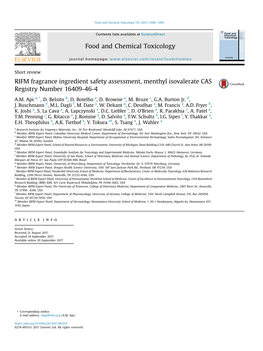 RIFM Fragrance Ingredient Safety Assessment, Menthyl Isovalerate CAS Registry Number 16409-46-4